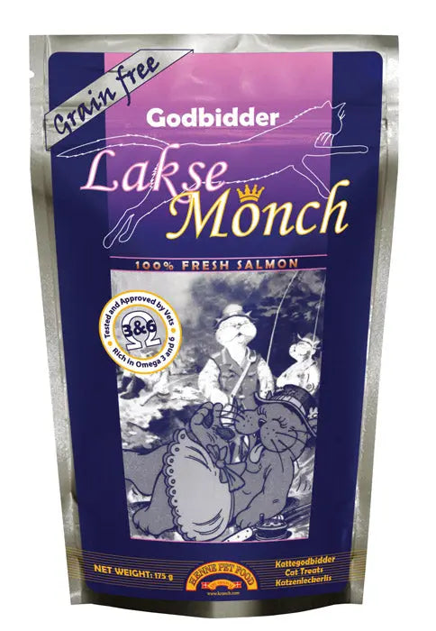 Godbidder Lakse Monch kornfri, laks 175 g - Maxi Zoo Danmark