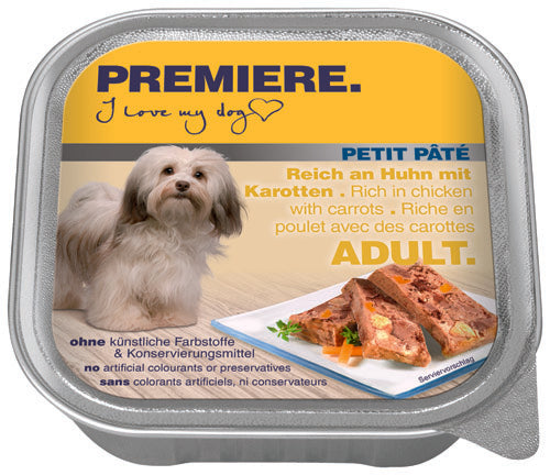 Adult Petit Paté, alu-bakke kylling & gulerødder 150 g - Maxi Zoo Danmark