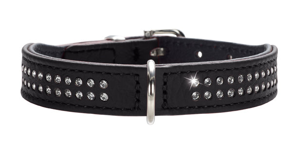 Læderhalsbånd 20-24 cm sort - Maxi Zoo Danmark