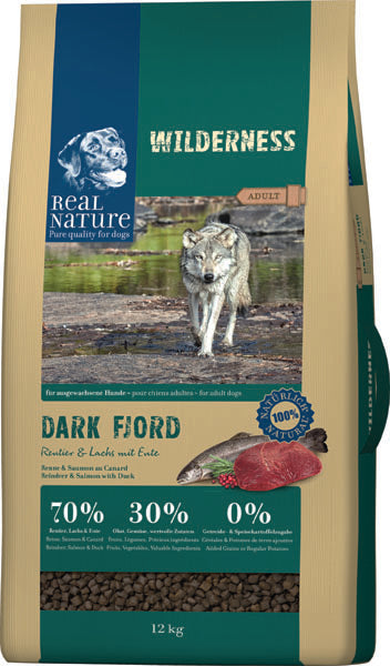 Adult Wilderness Dark Fjord kronhjort, laks & and 12 kg - Maxi Zoo Danmark