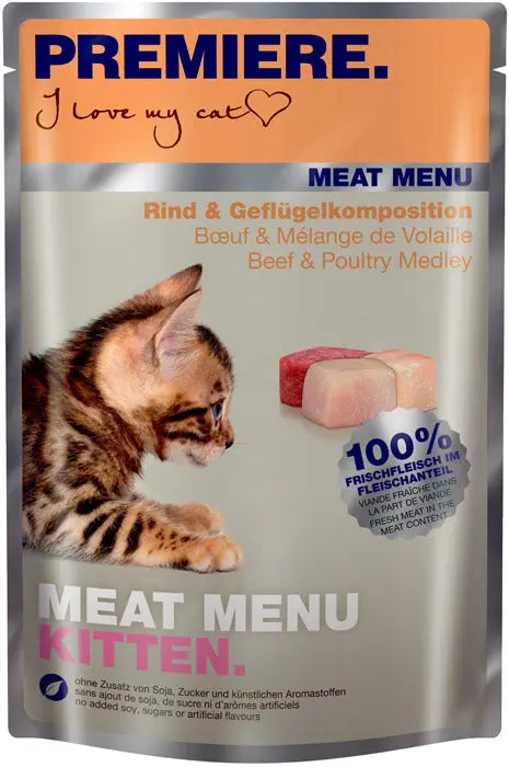 Kitten Meat Menu, pouch okse & fjerkræmix 85 g - Maxi Zoo Danmark
