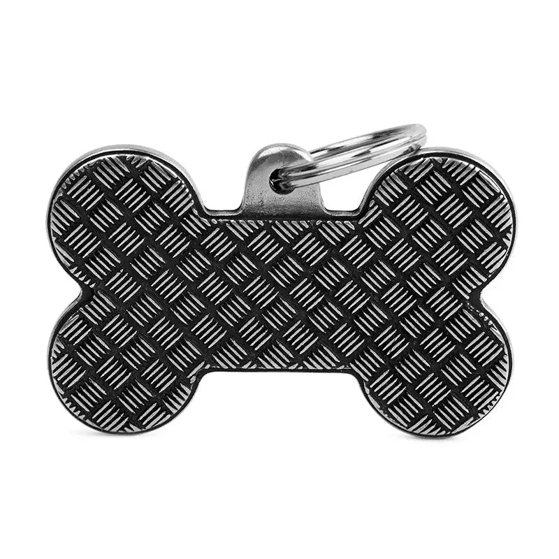 Navnetegn ben Bronx big 2,5x3,8 cm sort/sølv - Maxi Zoo Danmark