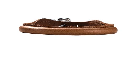 Læder rund halsbånd Petit Elg 24-27cm, 6mm bred Cognac