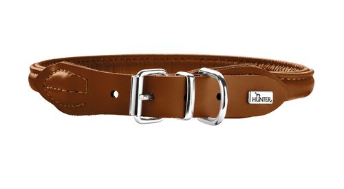 Læder rund halsbånd Elg 41-46cm, 10mm bred Cognac - Maxi Zoo Danmark
