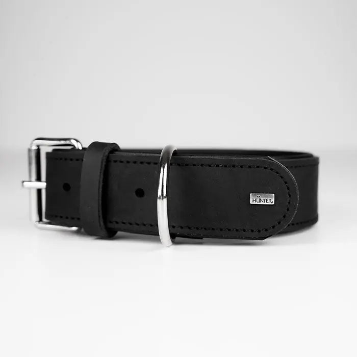 Læderhalsbånd Okse L-XL 70 cm sort - Maxi Zoo Danmark