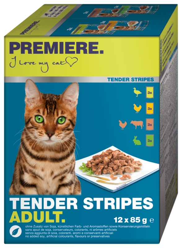 Adult Tender Stripes Pouch Multipack 12x85 g - Maxi Zoo Danmark