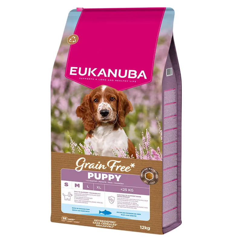 Puppy & Junior Small/Medium Kornfri Fisk 3 kg - Maxi Zoo Danmark
