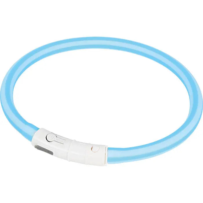 Lyshalsbånd Blinking Silikone 65 cm blå stribet - Maxi Zoo Danmark