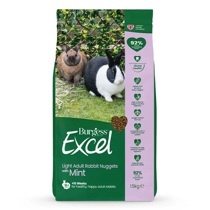 Excel kanin Light adult mint 1,5 kg - Maxi Zoo Danmark