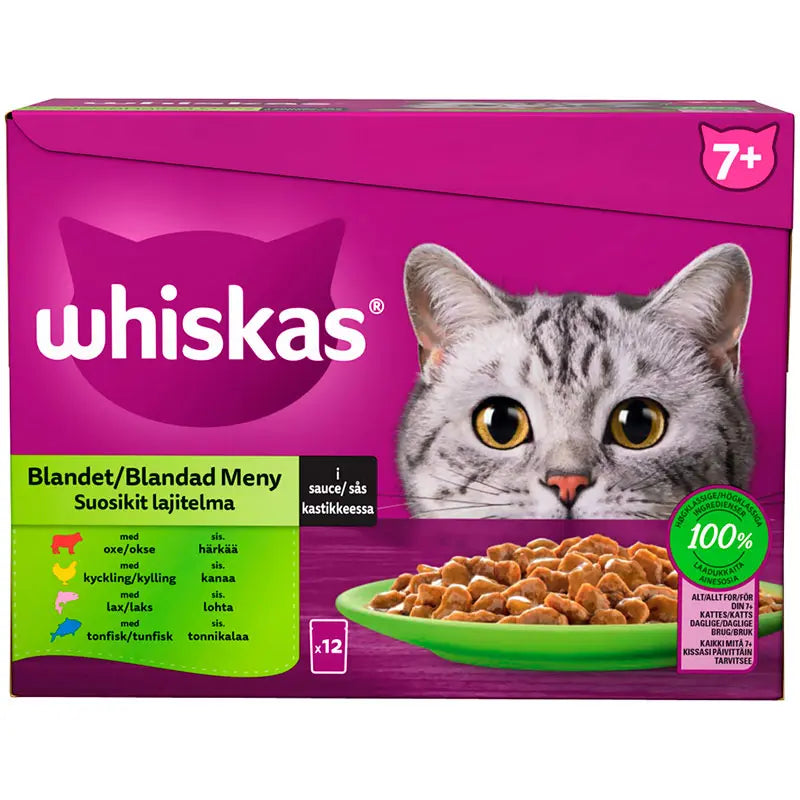 Senior Sovs, menuboks pouch mix menu 12x85g - Maxi Zoo Danmark