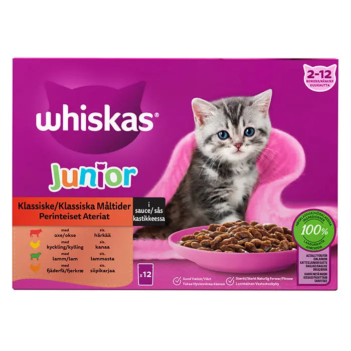 Junior, Sovs menuboks pouch klassisk menu 12x85 g - Maxi Zoo Danmark