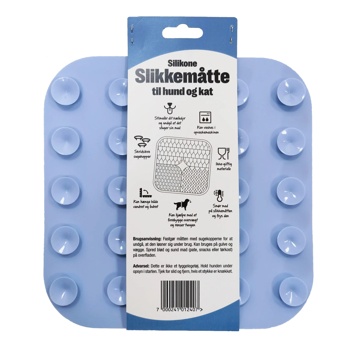 Slikkemåtte 20x20 cm lyseblå - Maxi Zoo Danmark