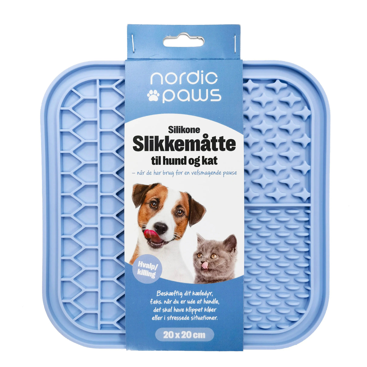 Slikkemåtte 20x20 cm lyseblå - Maxi Zoo Danmark