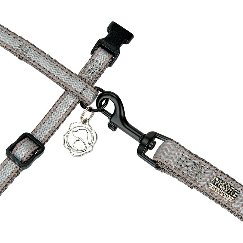 Nylonsele + line m/refleksS/L 29-50 cm grå - Maxi Zoo Danmark