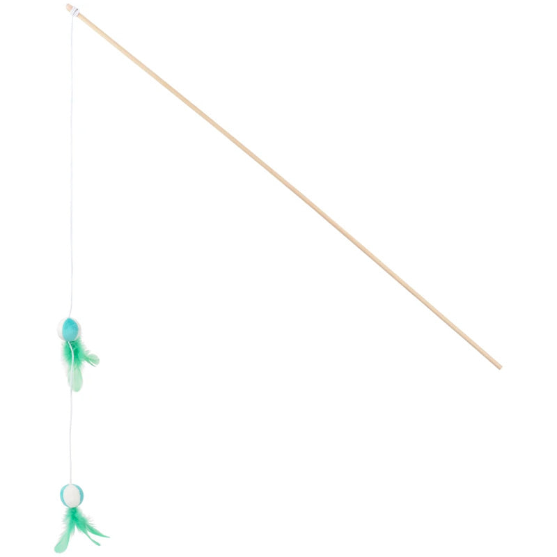 Drillepind m/fjer og boldXL 90 cm - Maxi Zoo Danmark