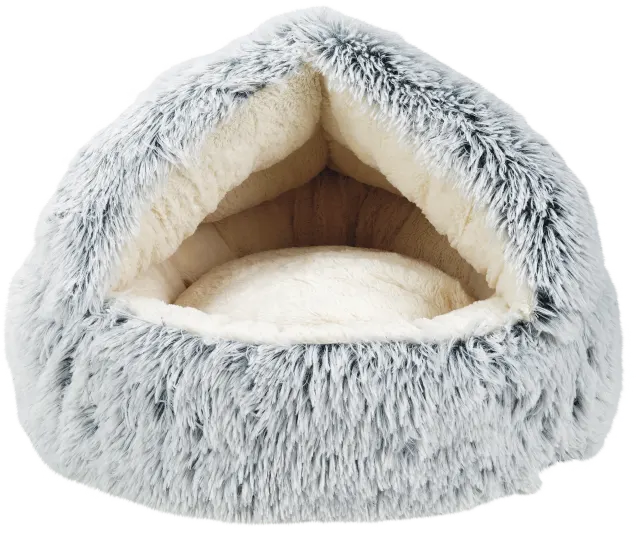 Kattehule Fluffy 2-i-1 50x50x42 cm grå