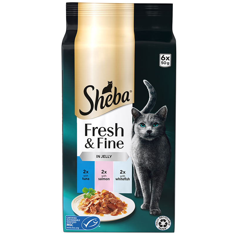 Fresh & Fine menuboks pouch m/gele´ fisk 6x50g - Maxi Zoo Danmark