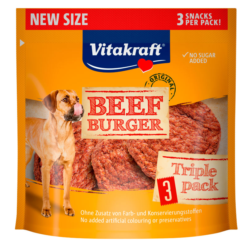 Beef-Burgerbøf 3 pak 27 g - Maxi Zoo Danmark