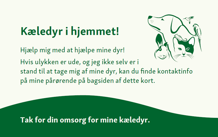 Visitkort kæledyr i hjemmet