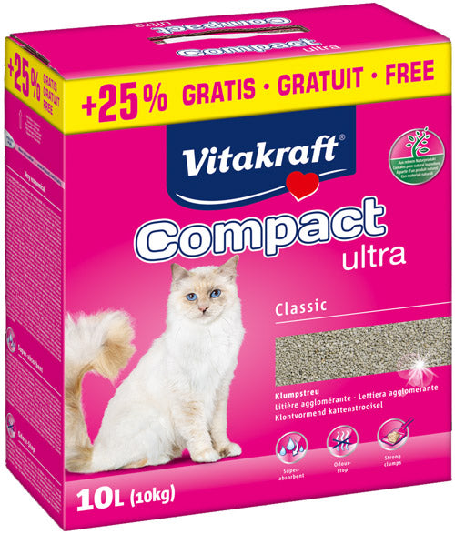 Kattegrus Compact Ultra klumpende 8 kg + 25% / 10 l - Maxi Zoo Danmark