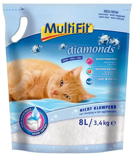 Kattegrus "Diamonds" ikke klumpende 8 l / 3,4 kg - Maxi Zoo Danmark