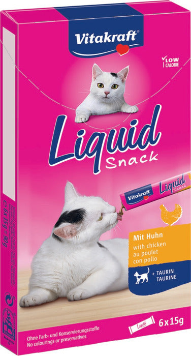 Cat liquid snack kylling, taurin 6x15 g - Maxi Zoo Danmark