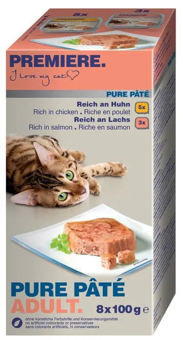 Adult Pure Paté, menuboks alu 2 varianter 8x100 g - Maxi Zoo Danmark