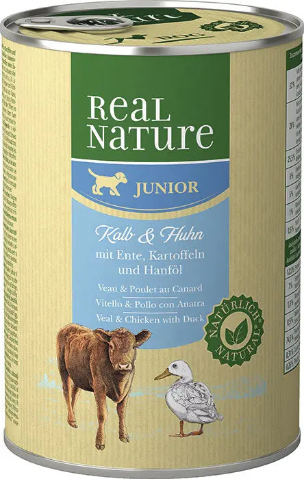 Junior, dåse kalv & kylling 400 g - Maxi Zoo Danmark