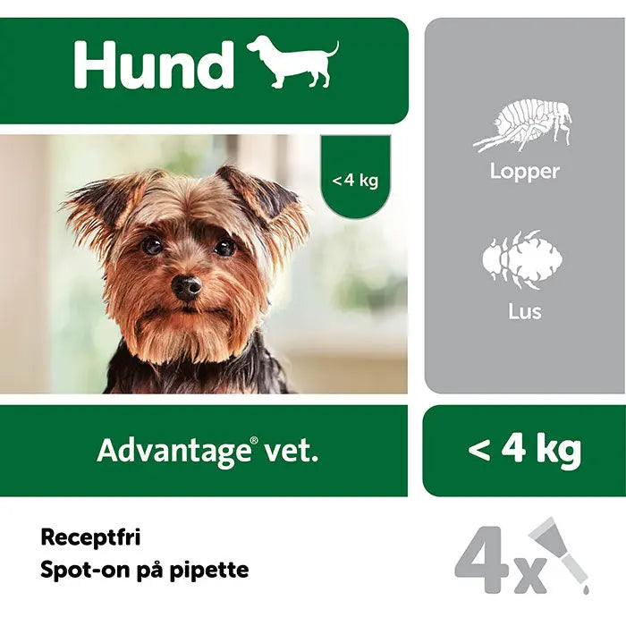 Loppemiddel hund under 4 kg -  4x0,4 ml - Maxi Zoo Danmark