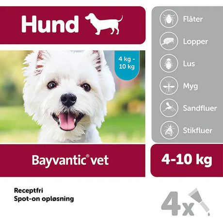 Flåt- & loppemiddel hund 4-10 kg - 4x1,0 ml - Maxi Zoo Danmark