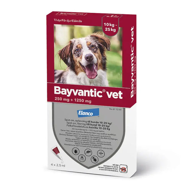 Flåt- & loppemiddel hund 10-25 kg - 4x2,5 ml - Maxi Zoo Danmark