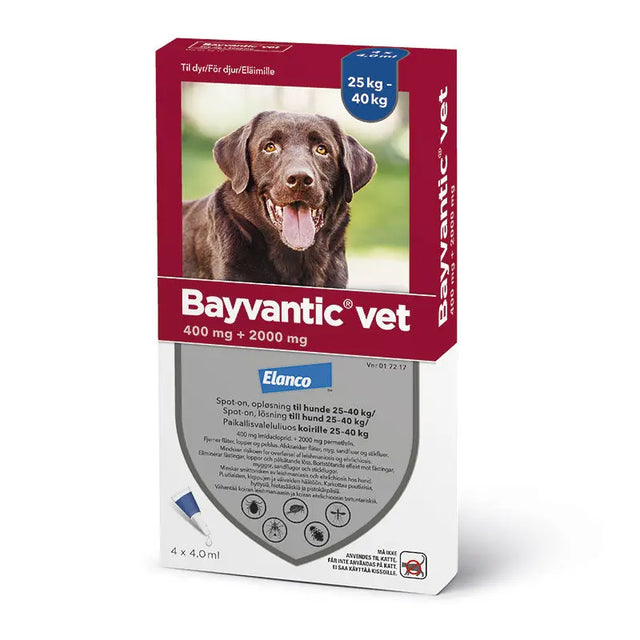 Flåt- & loppemiddel hund 25-40 kg - 4x4,0 ml - Maxi Zoo Danmark