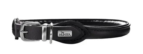 Læder rund halsbånd Petit Elg 24-27 cm 6 mm bred sort - Maxi Zoo Danmark