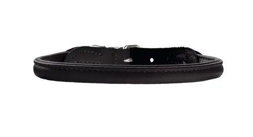 Læder rund halsbånd Elg 38-42 cm 8 mm bred sort - Maxi Zoo Danmark