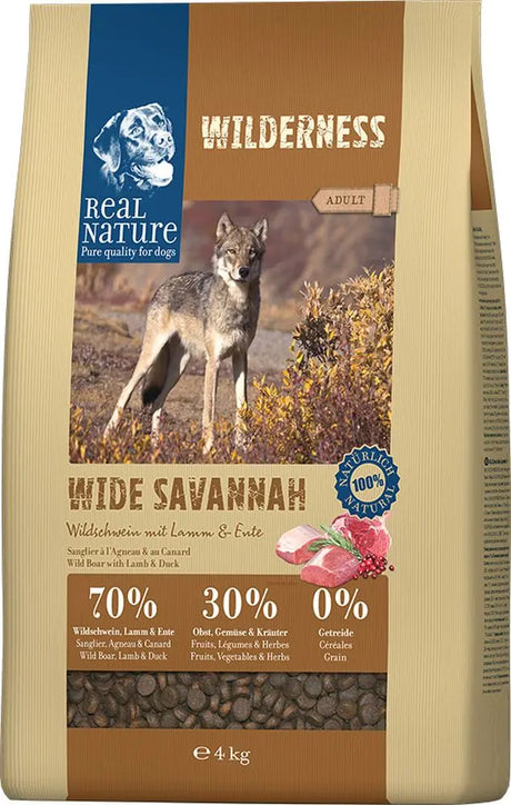Adult Wilderness Wide Savannah vildsvin & lam 4kg - Maxi Zoo Danmark