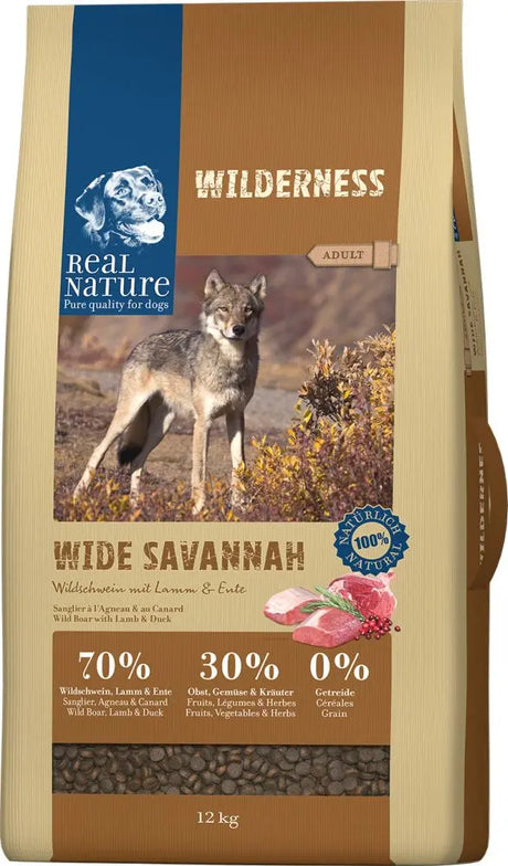 Adult Wilderness Wide Savannah vildsvin & lam 12kg - Maxi Zoo Danmark