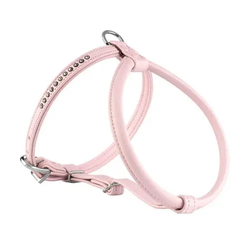 Kunstlædersele Barcelona m/swarovski 25x27-33 cm rosa - Maxi Zoo Danmark