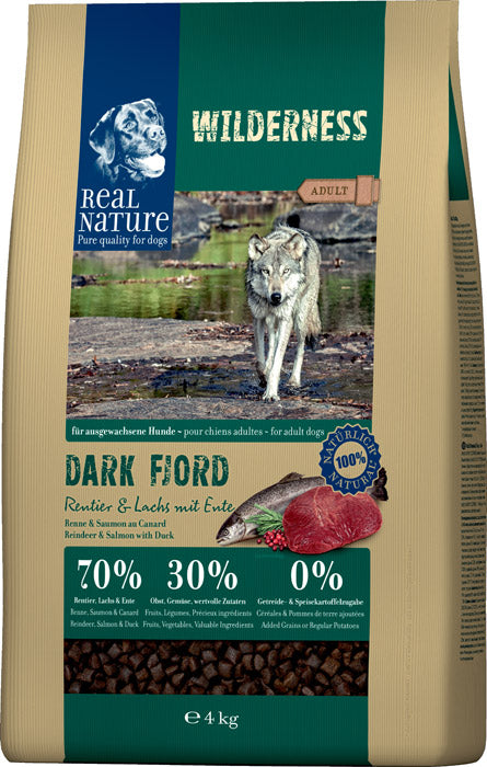 Adult Wilderness Dark Fjord kronhjort, laks & and 4 kg - Maxi Zoo Danmark