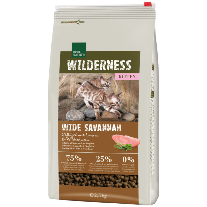 Kitten Wilderness Wide Savanna fjerkræ & lam 2,5 kg - Maxi Zoo Danmark