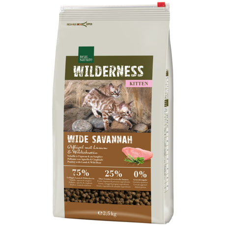 Kitten Wilderness Wide Savanna fjerkræ & lam 2,5 kg - Maxi Zoo Danmark