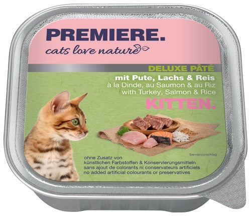 Kitten Deluxe Paté, alu-bakke kalkun, laks & ris 100 g