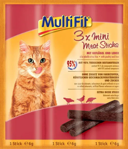 Mini Meat Sticks kylling & lever 3x6 g - Maxi Zoo Danmark