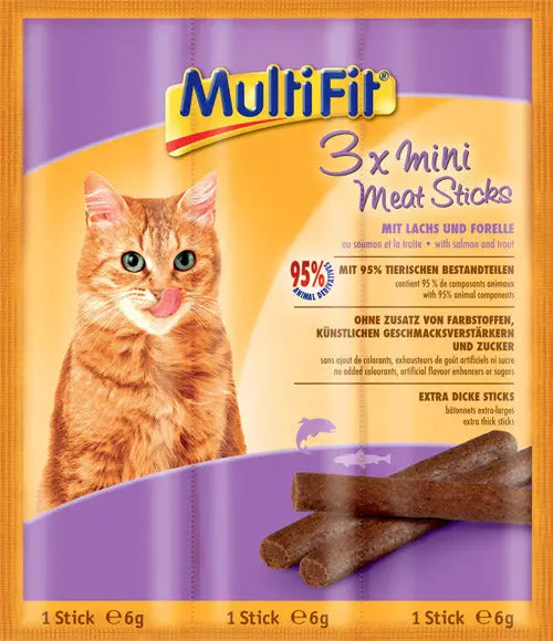 Mini Meat Sticks laks & forel 3x6 g - Maxi Zoo Danmark