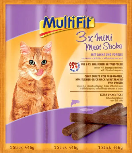 Mini Meat Sticks laks & forel 3x6 g - Maxi Zoo Danmark