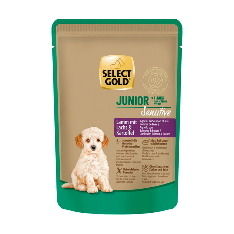 Junior Sensitive Mini pouch lam & laks 100 g