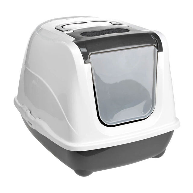 Kattetoilet Flip Cat57 x 41 x 44 cm mørkegrå & hvi - Maxi Zoo Danmark