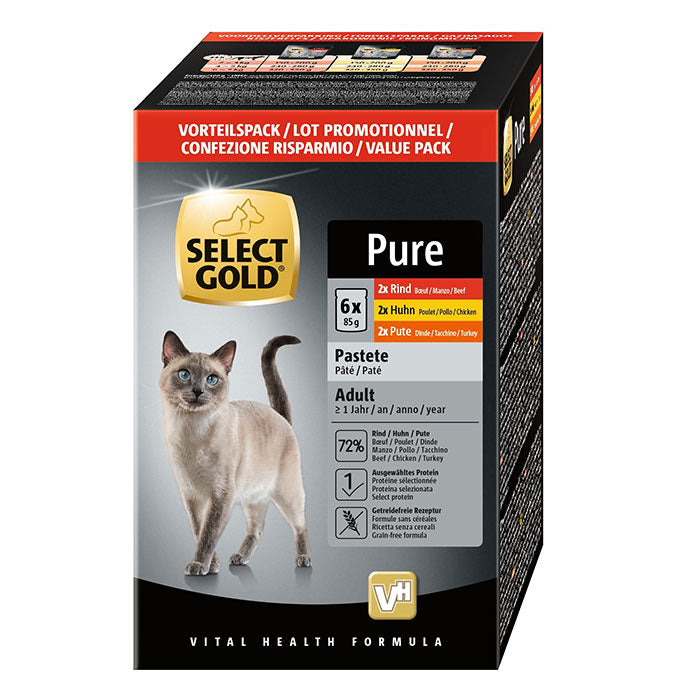 Adult Pure, menuboks pouch 3 varianter 6x85 g