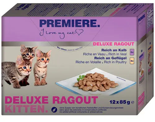Kitten Deluxe Ragout menub.pou 2 varianter 12x85 g - Maxi Zoo Danmark