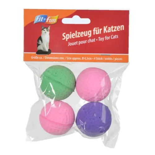 Kattelegetøj softbold 4 stk/pk 5 cm ass farve - Maxi Zoo Danmark