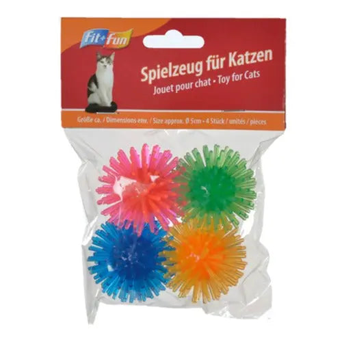Kattelegetøj pindsvinebold 4 stk/pk 5 cm ass farve - Maxi Zoo Danmark